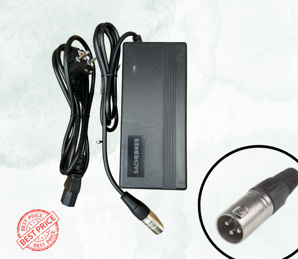 Caricabatterie per e-bike - Per batterie 48V - 54,6V - 1,8A - 100W - XLR 3 pin - Nero