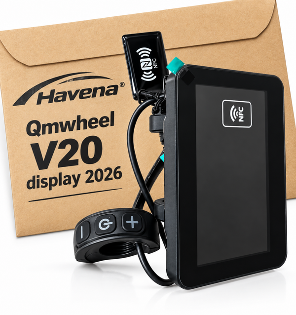 Display Havena QMWheel 2026 - Display LCD con NFC per fat bike - Pannello di controllo a 3 pulsanti - Ciclocomputer per bici elettrica