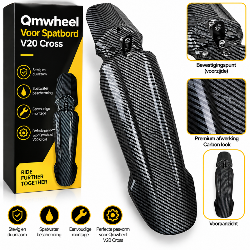 Parafango anteriore QmWheel V20 Cross - Effetto carbonio - Parafango anteriore fat bike - Fissaggio incluso